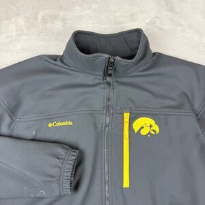 Columbia Jacket Mens L Black Iowa Hawkeyes Fleece Comfort Outdoors Full Zip